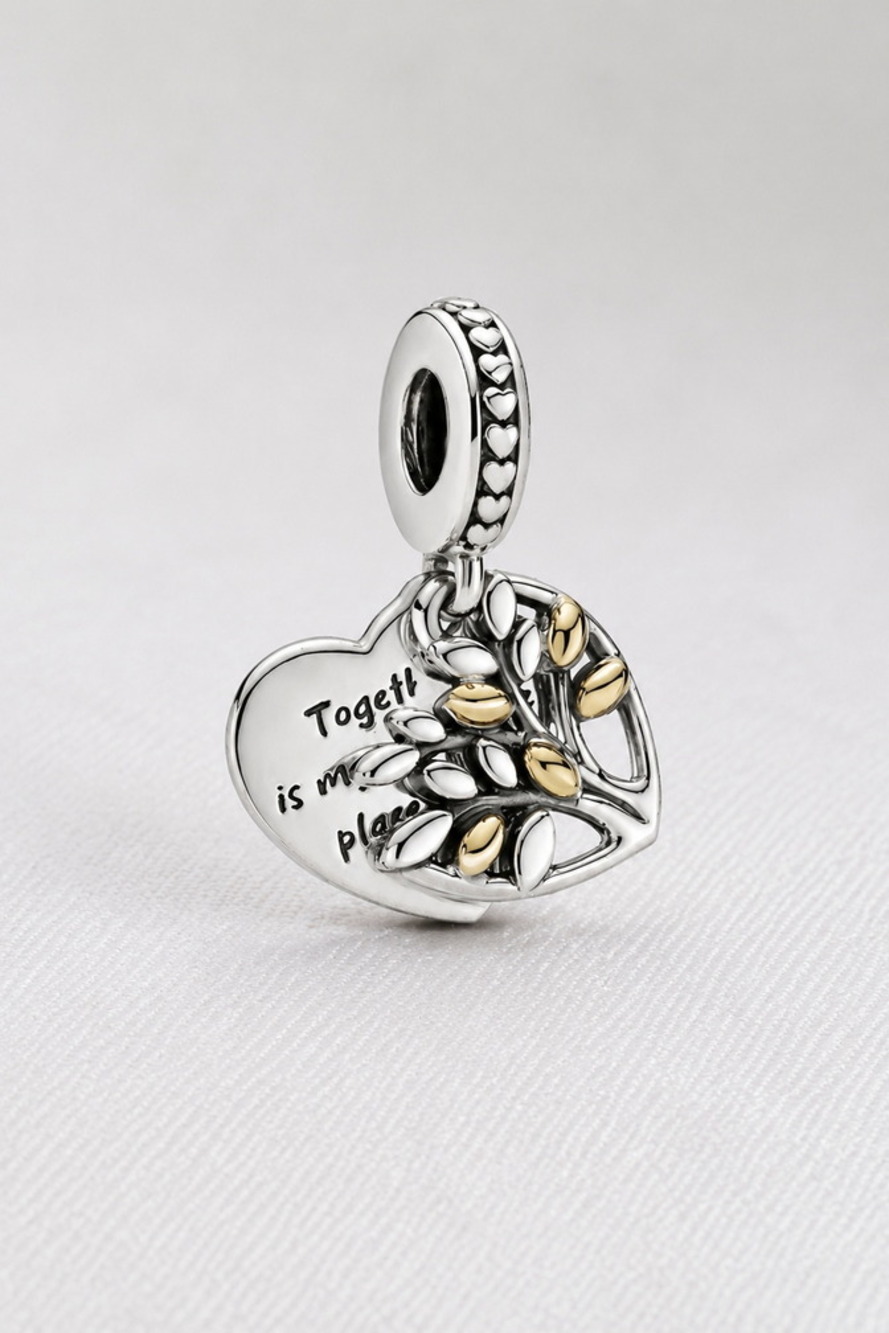 Pandora Two-Tone Family Tree Heart Dangle Charm